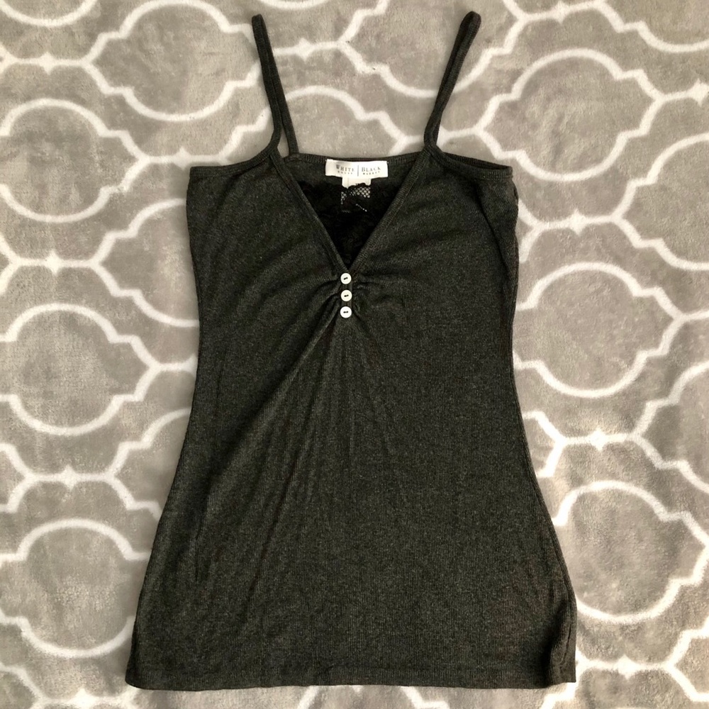 Charcoal and Black Lace Camisole/Tank Top